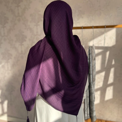 روسری نخ لنین بادمجونی تیره