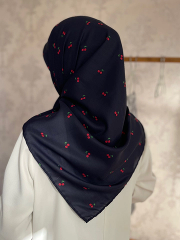 روسری نخی سرمه ای گیلاسی قواره 120