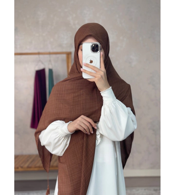 روسری نخ لنین قهوه ای آجری