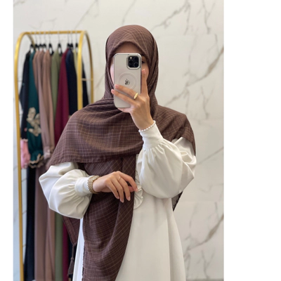 روسری نخ لنین قهوه ای تیره
