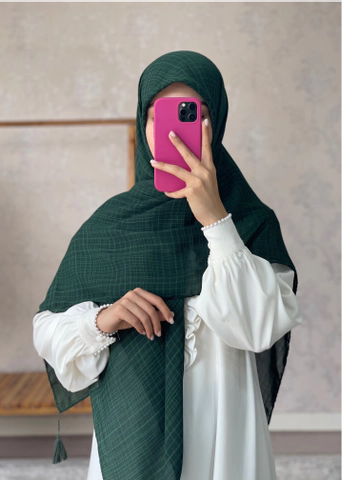 روسری نخ لنین سبز زمردی 3