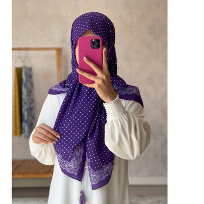 روسری تابستانه خالدار120 بنفش
