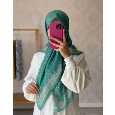 روسری تابستانه خالدار120 سبز روشن