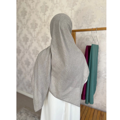 روسری وال نخی طوسی بژ