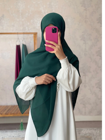 روسری نخ کریشه سبززمردی