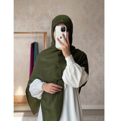 روسری نخی زیتونی قواره140