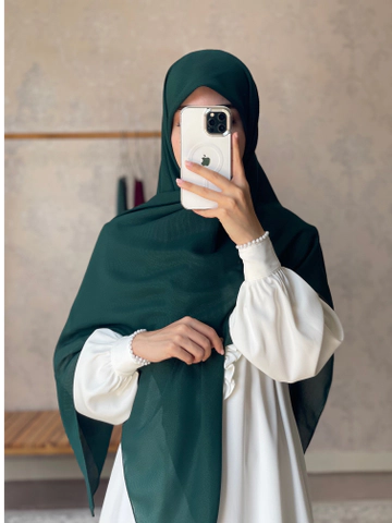 روسری نخ دنیز زمردی تیره