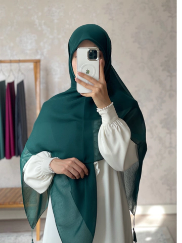 روسری سوپرنخ ساده سبززمردی