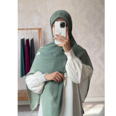 روسری سوپرنخ ساده سبزپاستیلی
