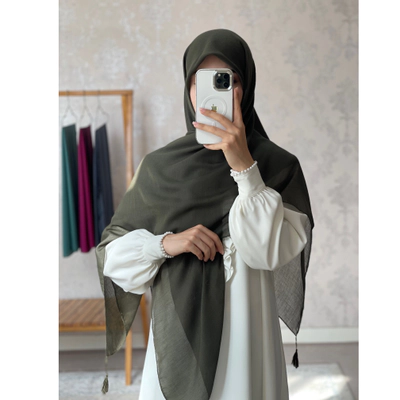 روسری سوپرنخ ساده سبز یشمی