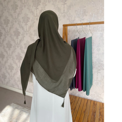 روسری سوپرنخ ساده سبز یشمی