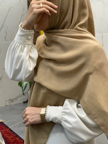 روسری سوپرنخ ساده کرم خوشرنگ