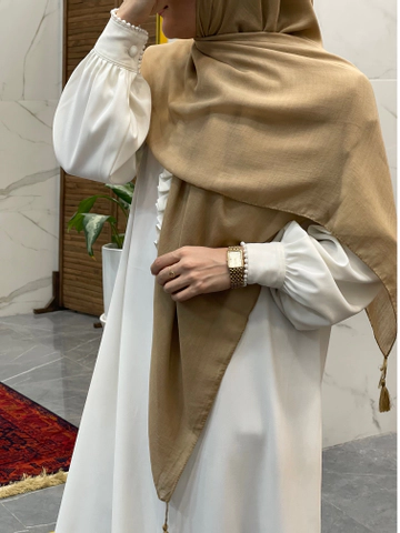 روسری سوپرنخ ساده کرم خوشرنگ