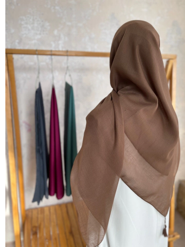 روسری سوپرنخ ساده کاکائویی