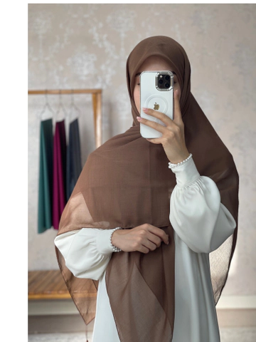 روسری سوپرنخ ساده کاکائویی