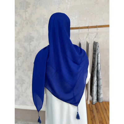 روسری نخ لنین آبی کاربنی