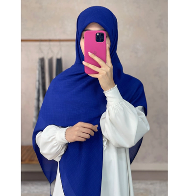 روسری نخ لنین آبی کاربنی