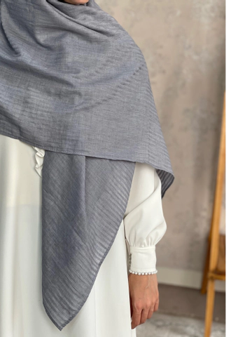 روسری وال نخی راه راه طوسی