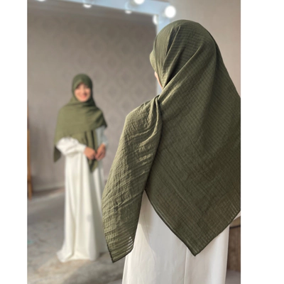 روسری وال نخی راه راه سبز ارتشی