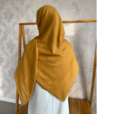 روسری وال نخی راه راه خردلی