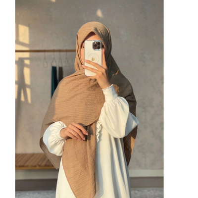 روسری وال نخی راه راه کرم تیره
