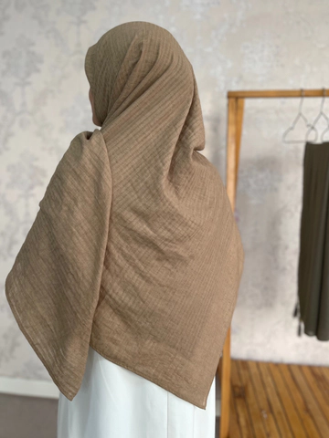 روسری وال نخی راه راه کرم تیره
