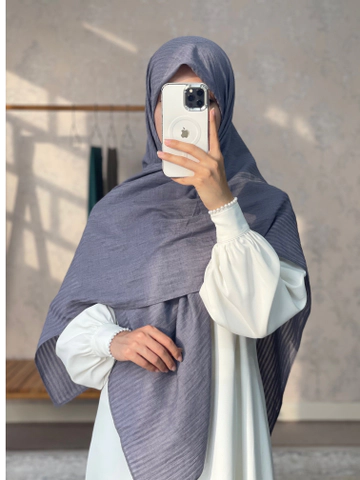 روسری وال نخی راه راه طوسی یاسی