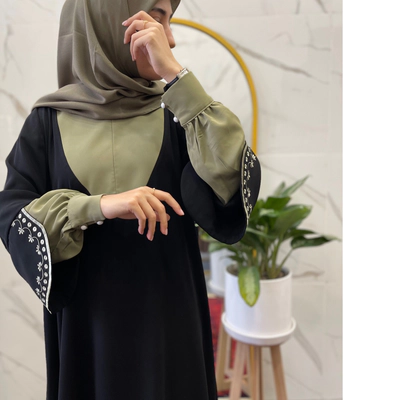 عبای فاخر رنگ مشکی سبز سدری