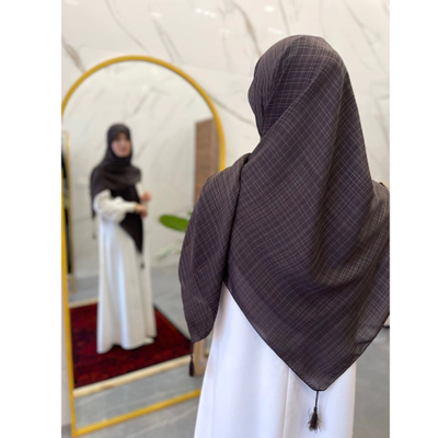 روسری نخ لنین قهوه ای سوخته