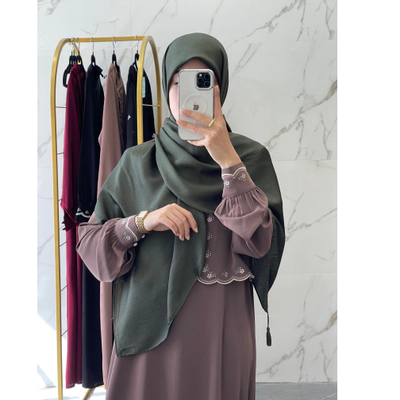 روسری کریستال وارداتی سبز زیتونی