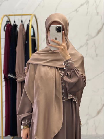 روسری کریستال کرم طلایی