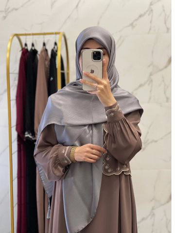 روسری کریستال وارداتی طوسی