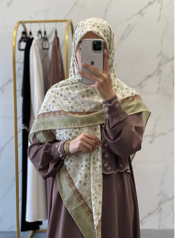 روسری نخی گل ریز سبز