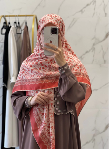 روسری نخی گل ریز نارنجی