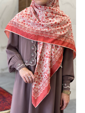 روسری نخی گل ریز نارنجی