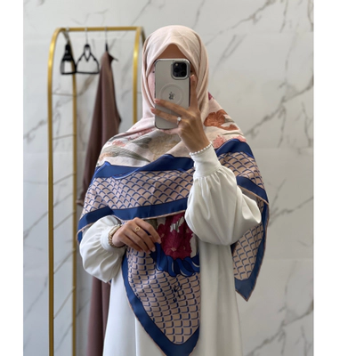 روسری نخی پیچک آبی کاربنی