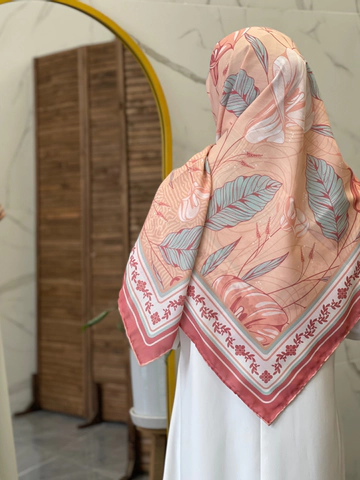 روسری نخی نارنجی آبی پاستیلی