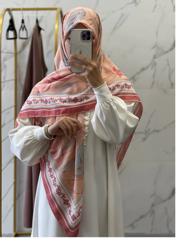 روسری نخی نارنجی آبی پاستیلی