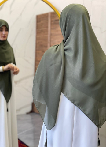 روسری نخ دنیز سبز یشمی تیره