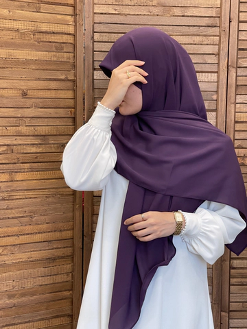 روسری کرپ حریر بنفش تیره