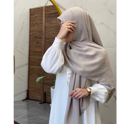 روسری کرپ حریر طوسی بژ