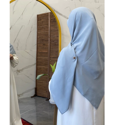 روسری کرپ حریر آبی با تناژ طوسی