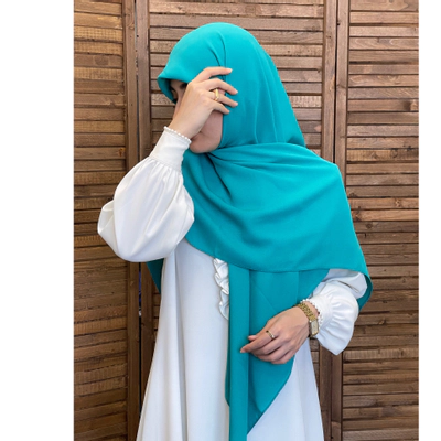 روسری کرپ حریر سبزآبی