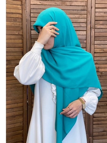 روسری کرپ حریر سبزآبی
