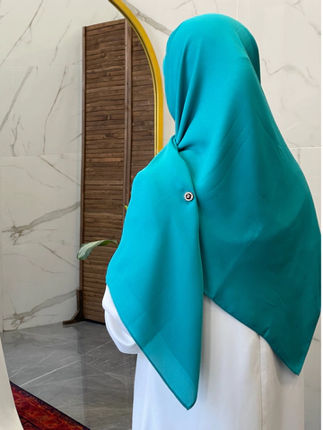 روسری کرپ حریر سبزآبی