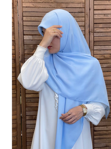روسری کرپ حریر آبی آسمونی