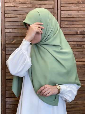 روسری کرپ حریر سبز پاستیلی