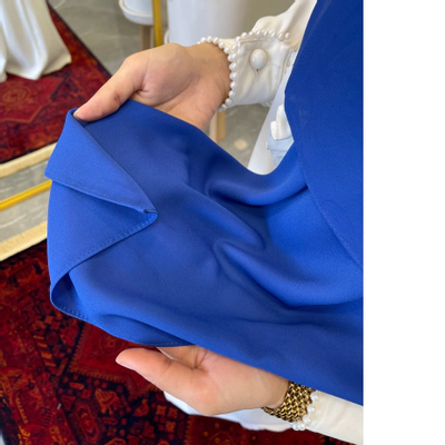 روسری کرپ حریر آبی کاربنی