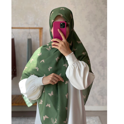 روسری نخی سبز پروانه کرم
