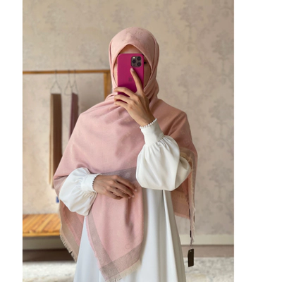 روسری نخ کشمیر وارداتی صورتی ملیح